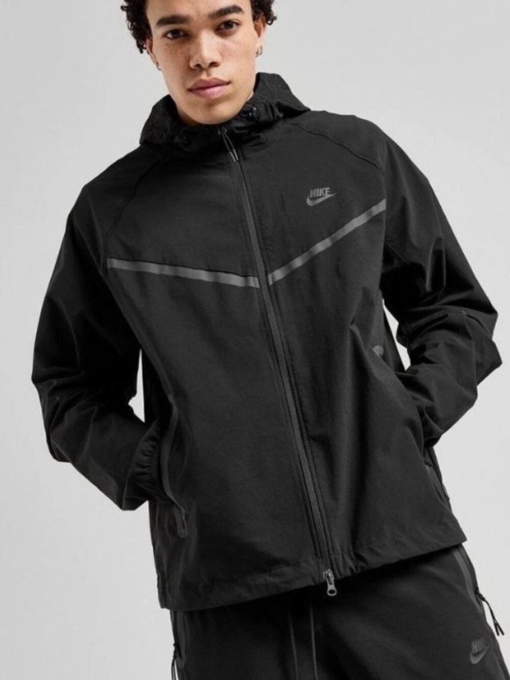 Nike Tech Woven Full Zip Men's Hooded Jacket Black Size M HM7151-010 NWT